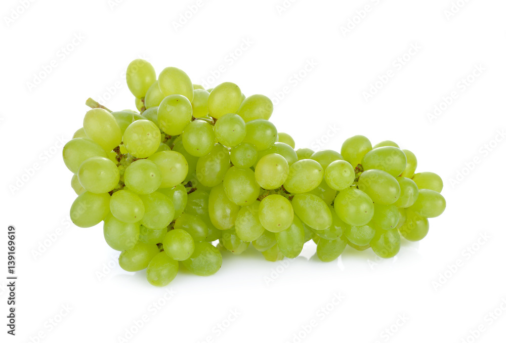 bunch of fresh green grape on white background