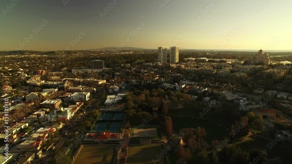 Los Angeles Sunset Skyscrapers Aerial 04 Century City Los Angeles Sunset Skyscrapers Aerial 04 Century City