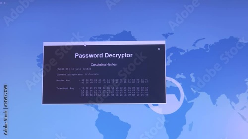 Internet crime concept. Password decryptor. Calculating hashes. photo