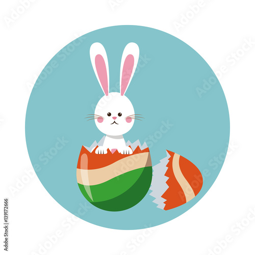 bunny easter with broken egg colo vector illustration eps 10
