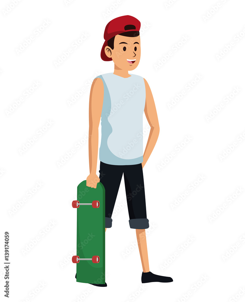 man with red cap and skateboard vector illustration eps 10 man with red cap and skateboard vector illustration eps 10