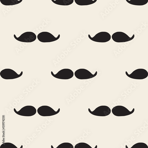 seamless monochrome mustache pattern background
