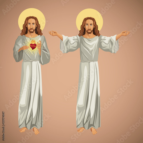 two image jesus christ christianity vector illustration eps 10