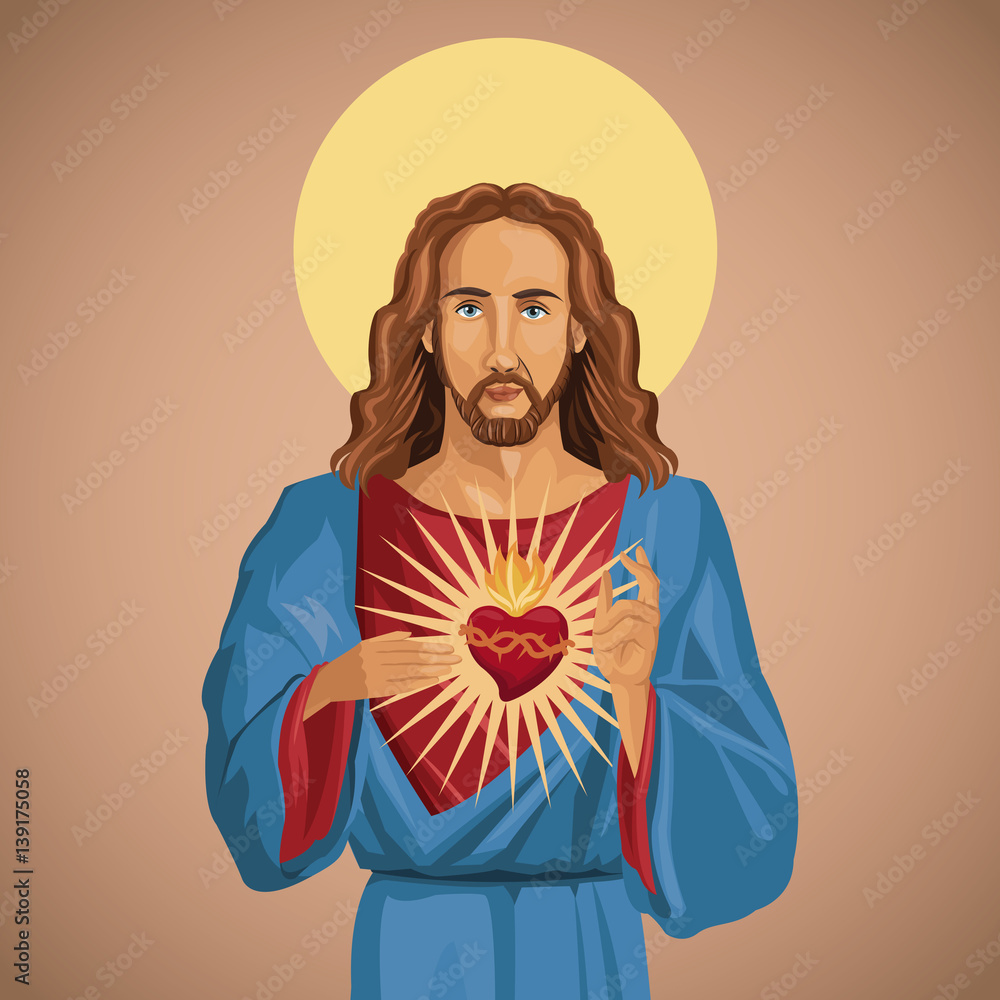 jesus christ sacred heart catholic vector illustration eps 10 Stock ...