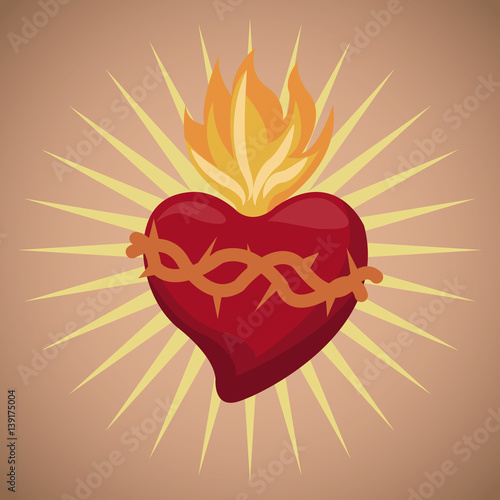 sacred heart blessed image vector illustration eps 10