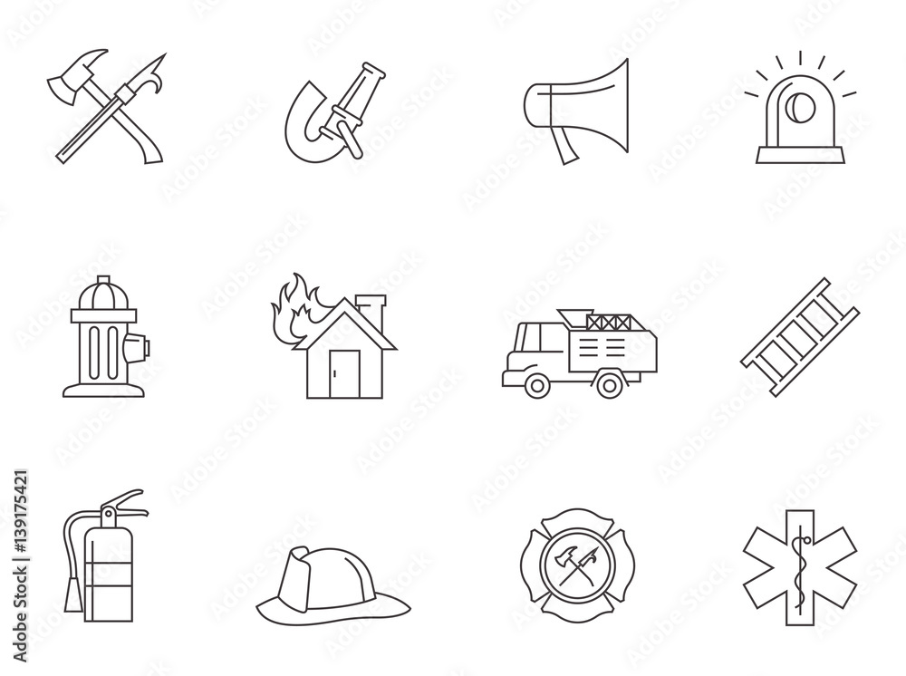 Outline Icons - Fire Fighter Outline Icons - Fire Fighter