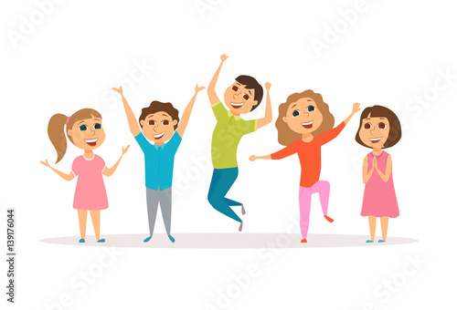 Groop of happy kids