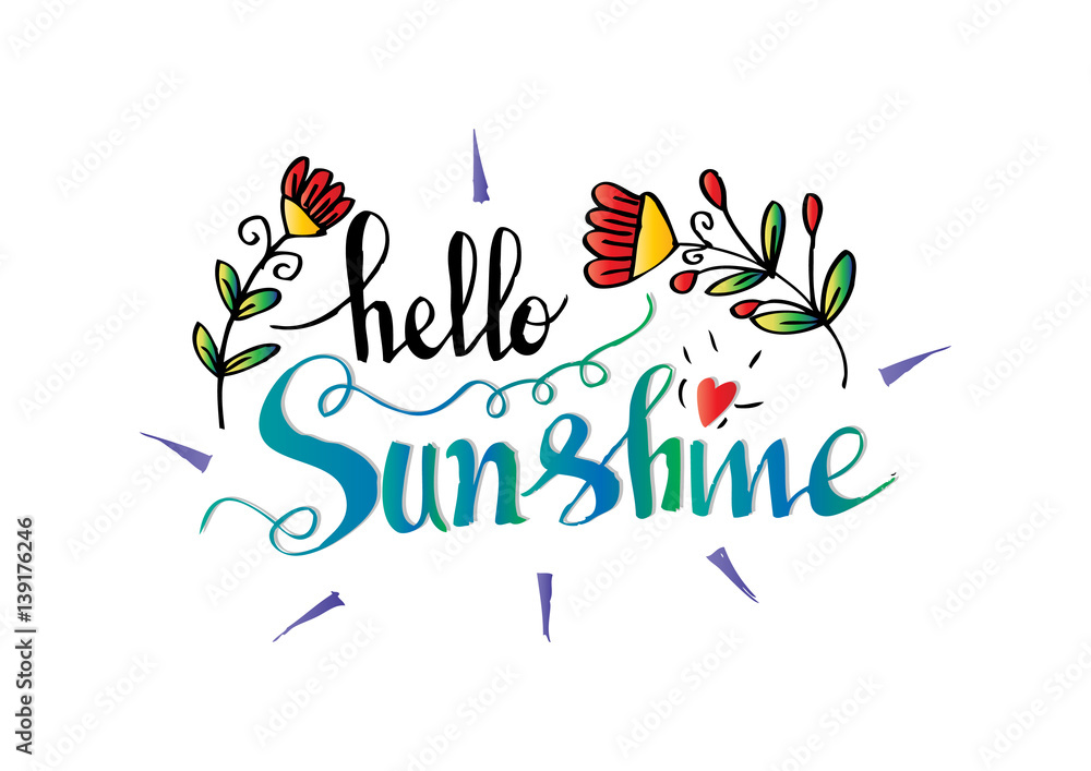 Obraz premium Hello sunshine hand lettering