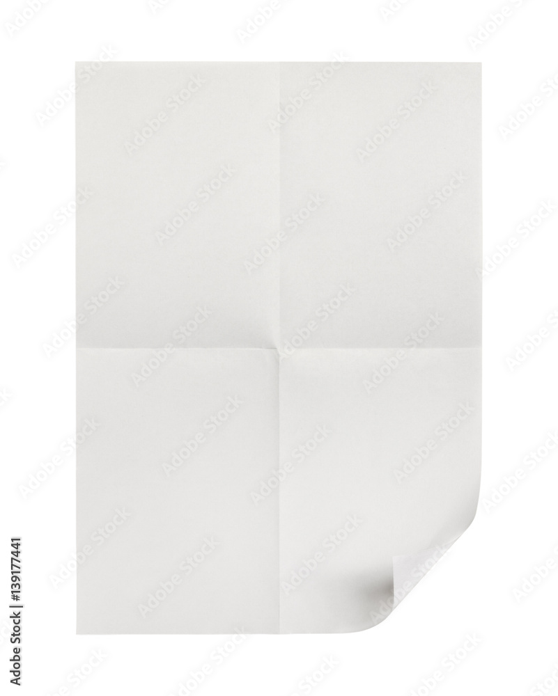 sheet of paper fold isolated on white sheet of paper fold isolated on white