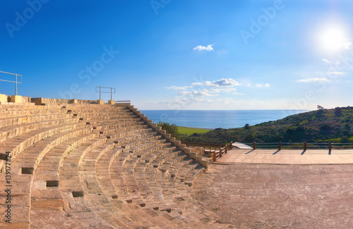 Greek amphitheater in archaeological site in Paphos, Cyprus