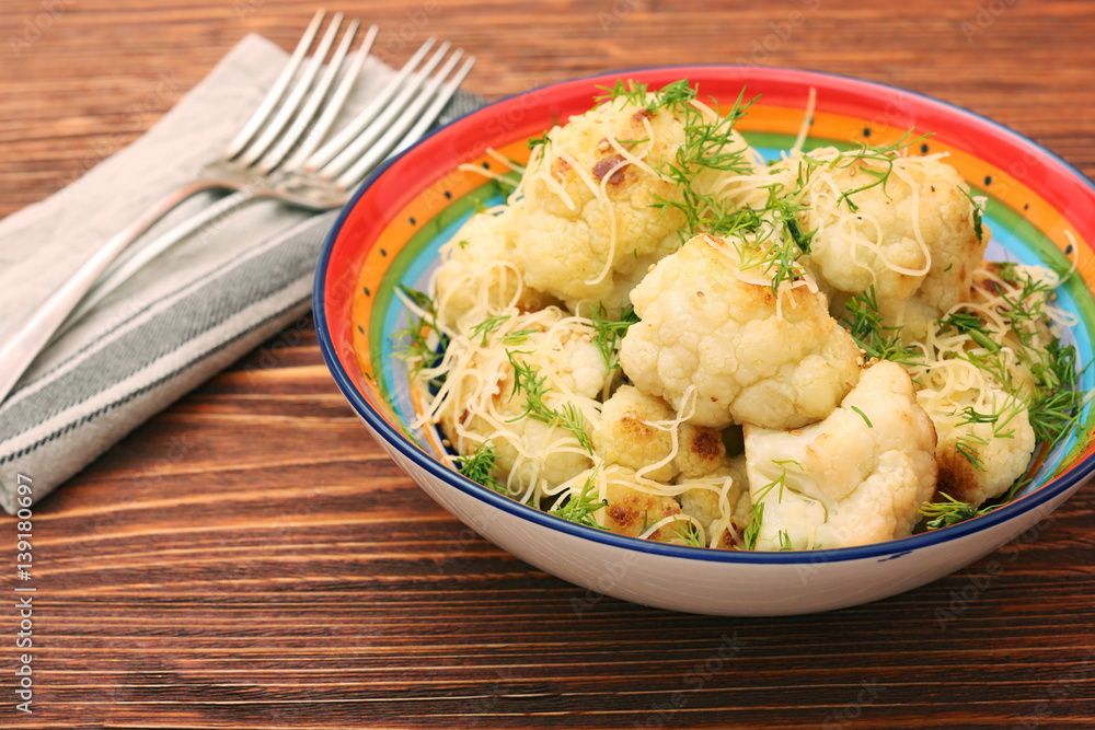 Fried cauliflower with cheese and greens Fried cauliflower with cheese and greens