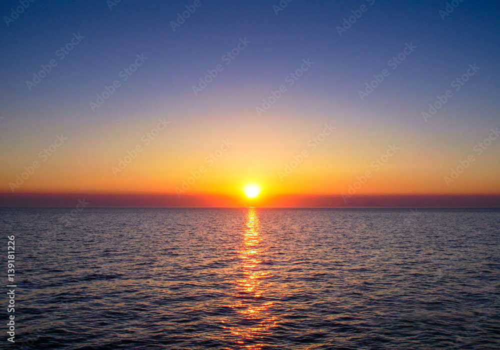 Sunset over aegean sea, Greece.