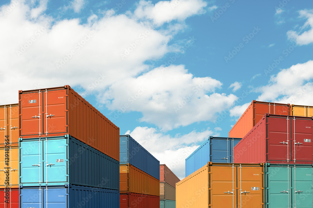 export import cargo containers bulk in port or harbor 3d illustration export import cargo containers bulk in port or harbor 3d illustration