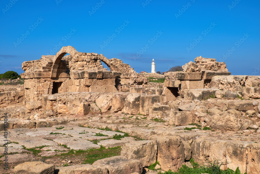 Paphos archaeological park at Kato Pafos in Cyprus
