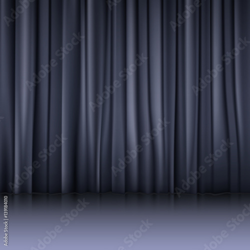 Close view of a black curtain. illustration background for your presentation