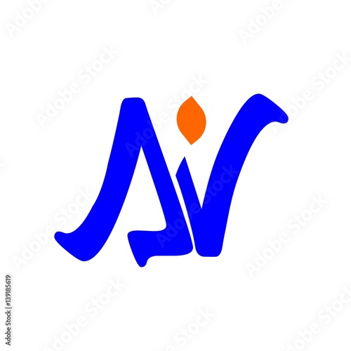 initial letter AV blue color logo vector