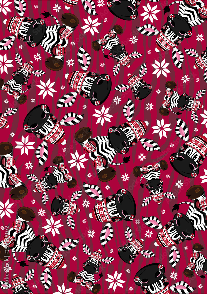 Cute Cartoon Wooly Hat Zebra Pattern Cute Cartoon Wooly Hat Zebra Pattern