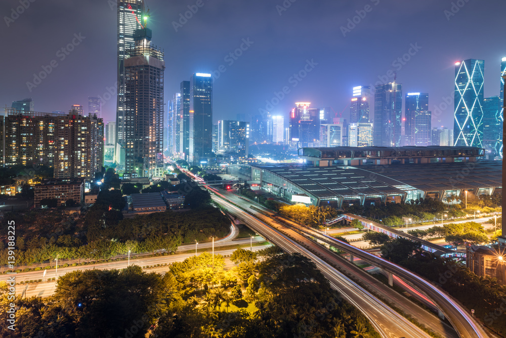 Fototapeta premium urban traffic with cityscape in Hong Kong,China.