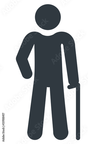 silhouette humain vieillard canne infographie 3