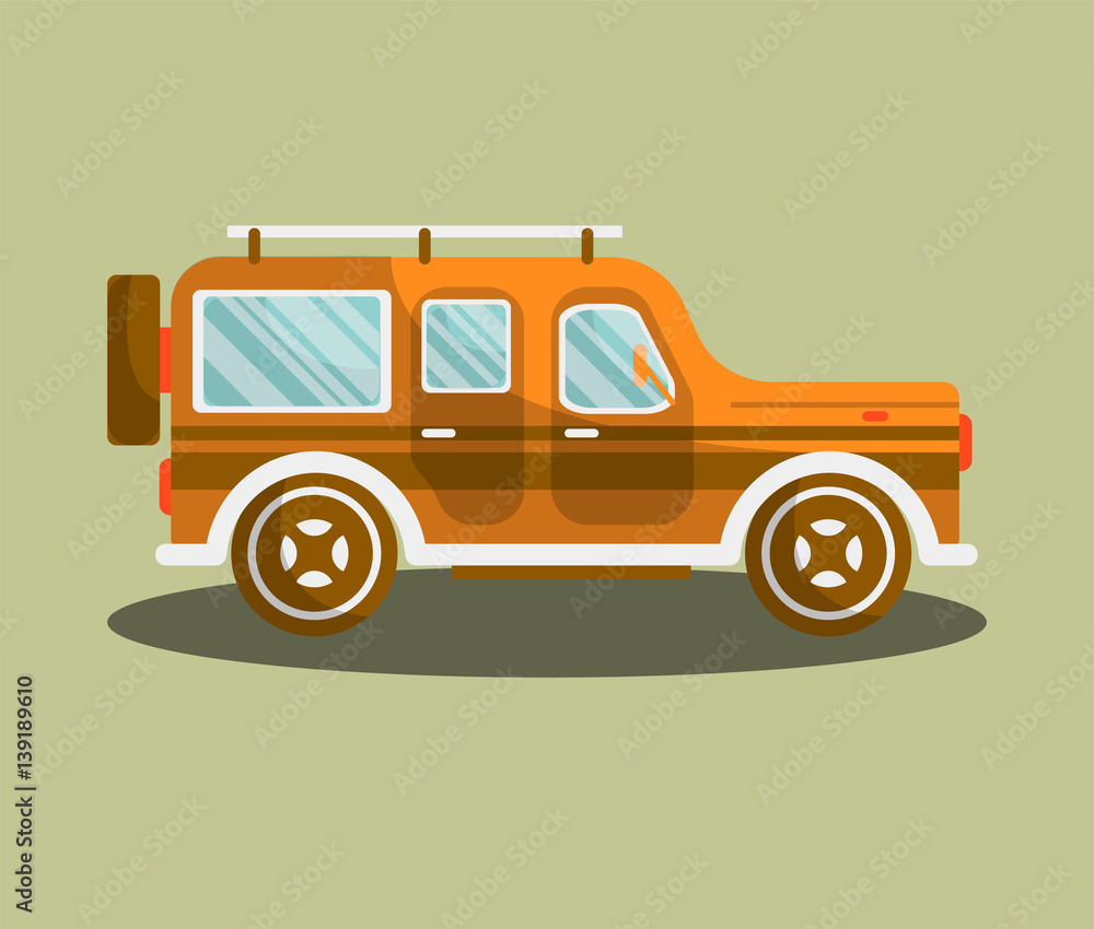 Camper bus or camping van vector flat isolated icon.
