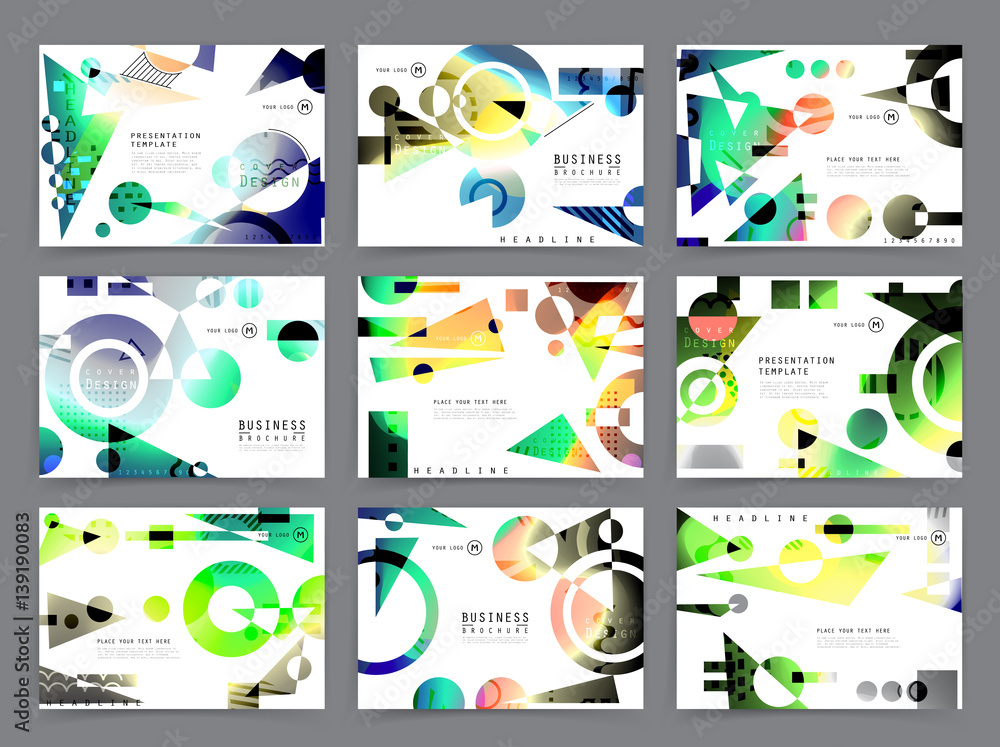 Colorful geometric brochure design. Leaflet abstract background. Modern layout template. Vector