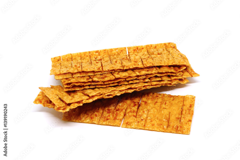 Crushed dried squid isolated Crushed dried squid isolated