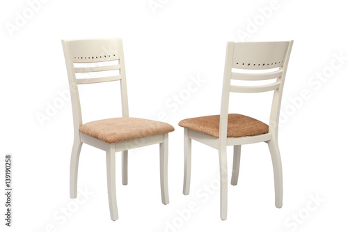 Wallpaper Mural Wooden comfortable brown chairs isolated on white background Torontodigital.ca