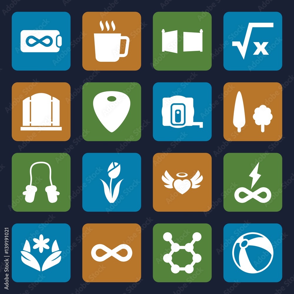 Set of 16 pattern filled icons Set of 16 pattern filled icons