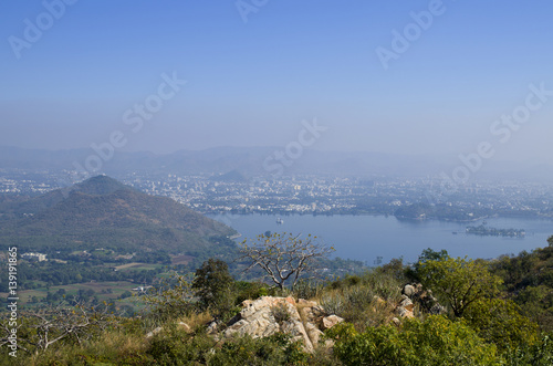Landscape from above in India the city of Udaipur India