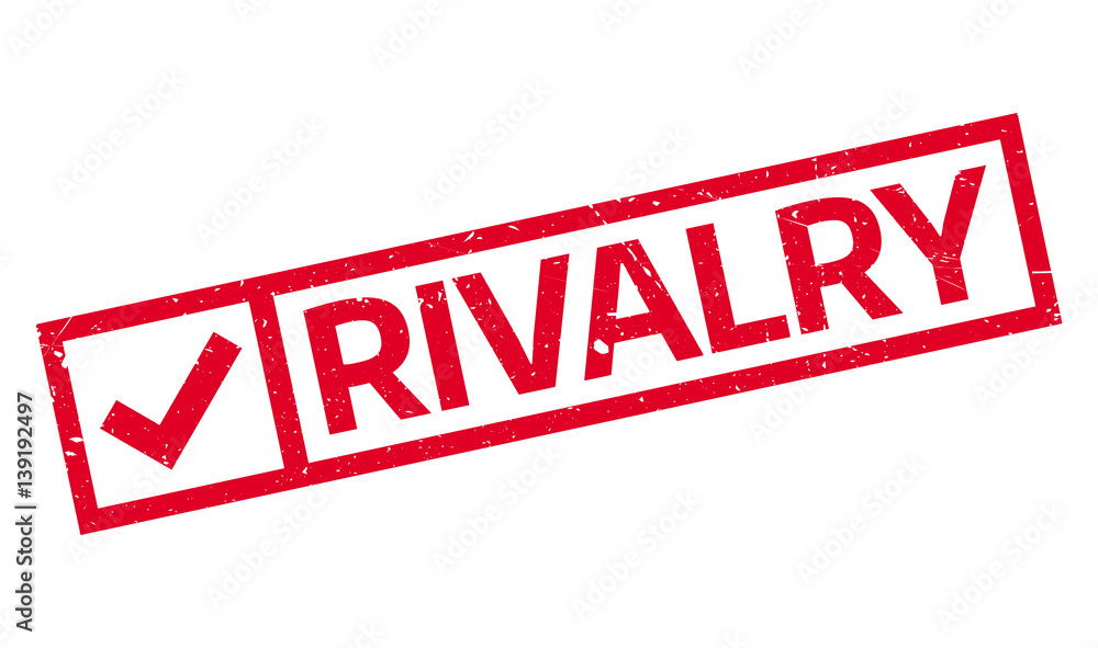 Rivalry rubber stamp. Grunge design with dust scratches. Effects can be easily removed for a clean, crisp look. Color is easily changed.