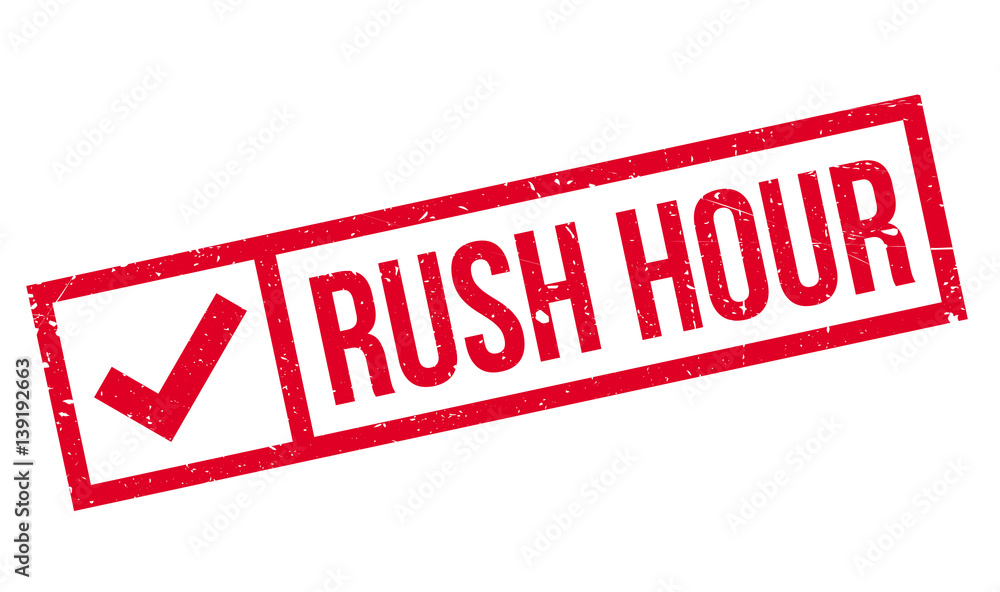 Rush Hour rubber stamp. Grunge design with dust scratches. Effects can be easily removed for a clean, crisp look. Color is easily changed. Rush Hour rubber stamp. Grunge design with dust scratches. Effects can be easily removed for a clean, crisp look. Color is easily changed.