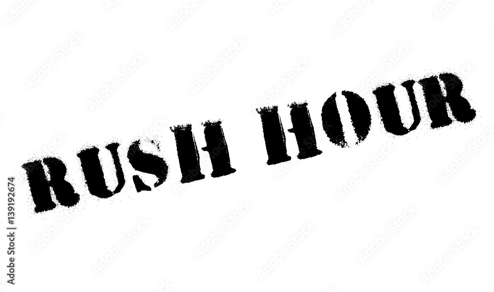 Rush Hour rubber stamp. Grunge design with dust scratches. Effects can be easily removed for a clean, crisp look. Color is easily changed. Rush Hour rubber stamp. Grunge design with dust scratches. Effects can be easily removed for a clean, crisp look. Color is easily changed.