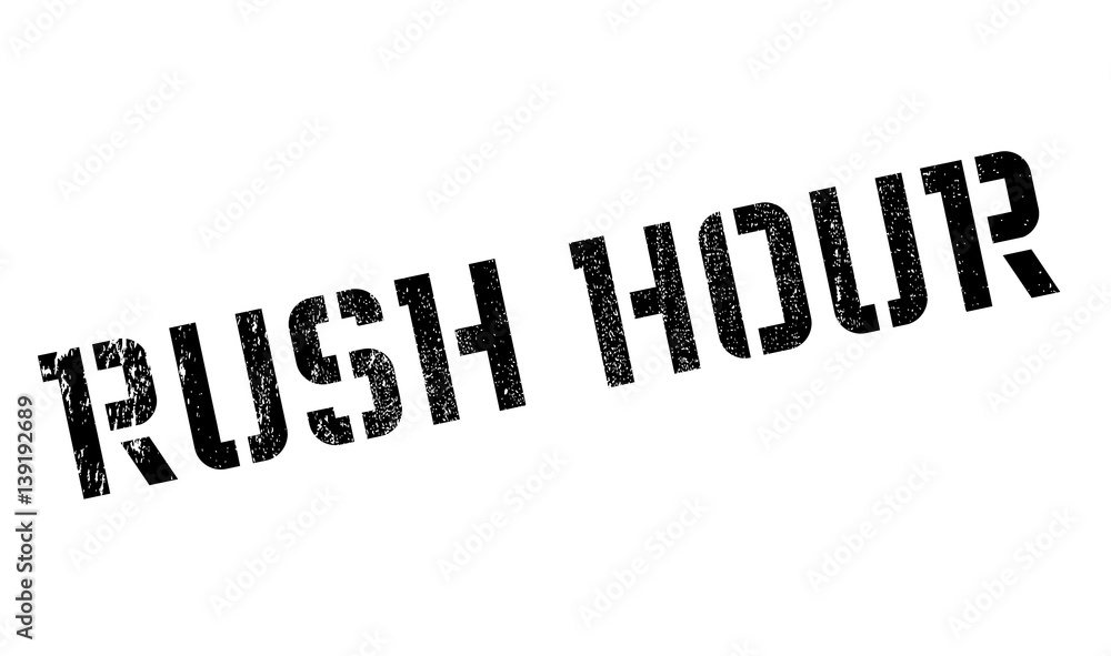 Rush Hour rubber stamp. Grunge design with dust scratches. Effects can be easily removed for a clean, crisp look. Color is easily changed. Rush Hour rubber stamp. Grunge design with dust scratches. Effects can be easily removed for a clean, crisp look. Color is easily changed.
