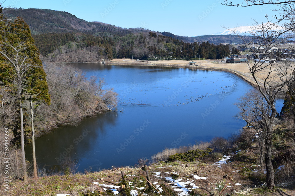 ラムサール条約登録地 大山上池・大山下池 ／ 山形県鶴岡市大山にある灌漑用のため池です。国指定の鳥獣保護区と特別保護地区に指定され、さらに国際的に重要な湿地を保全する「ラムサール条約」にも登録されました。また、2010年には農林水産省の「ため池百選」にも選定されています。