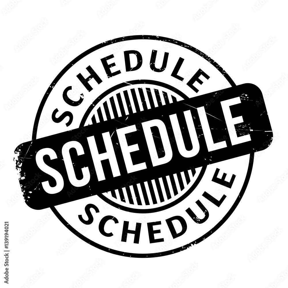 Schedule rubber stamp. Grunge design with dust scratches. Effects can be easily removed for a clean, crisp look. Color is easily changed.