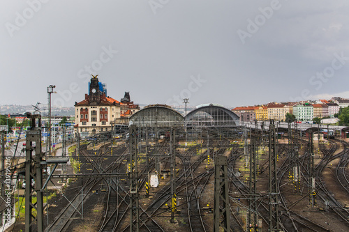 Praha central train station and railway lines, main biggest road station in Czech Republic