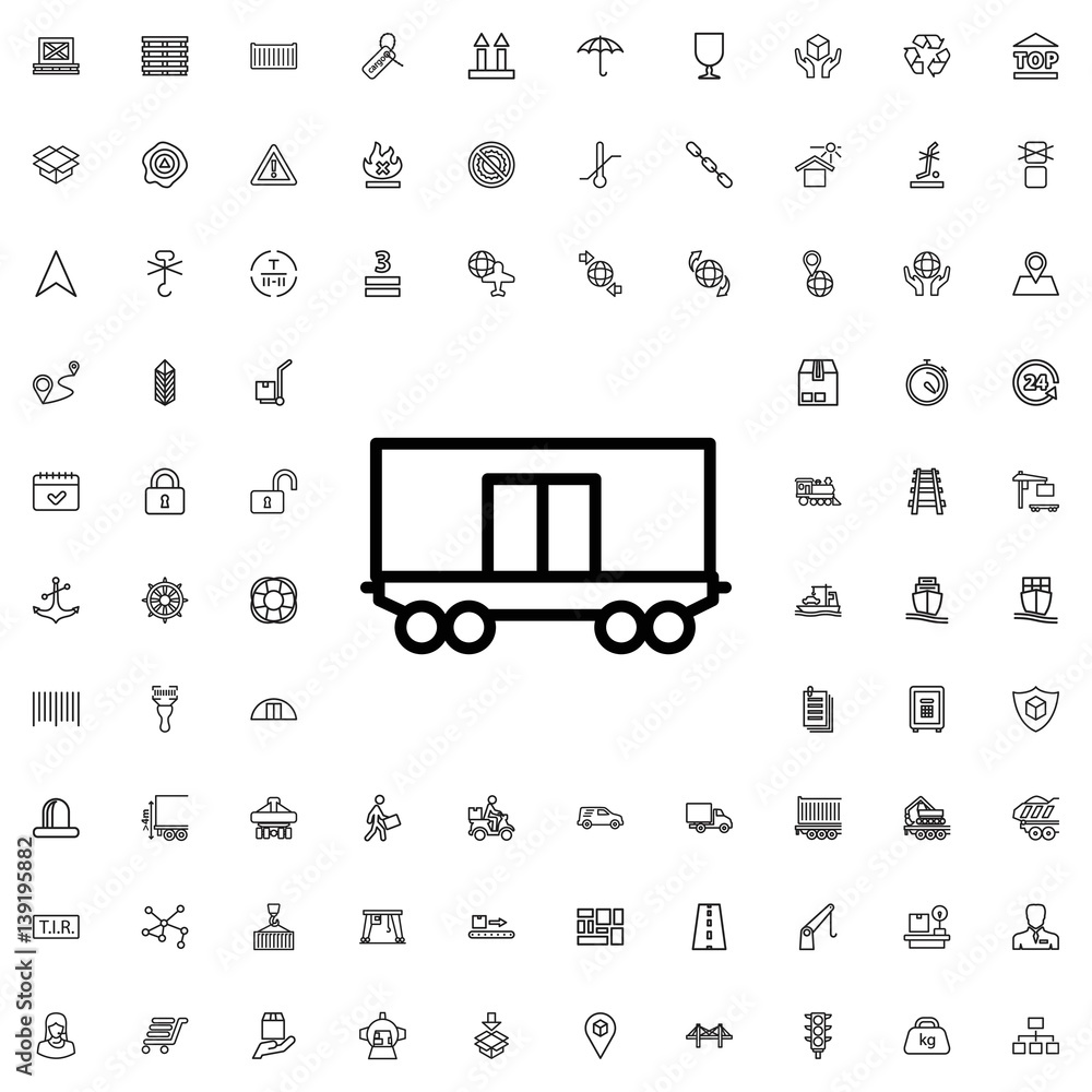 cargo wagon icon illustration