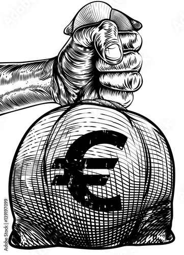Hand Holding a Euro Sign Bu...