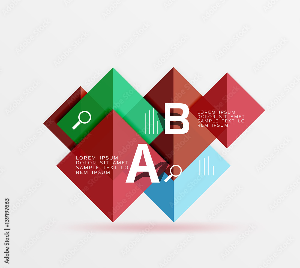 Modern flying square infographic Modern flying square infographic