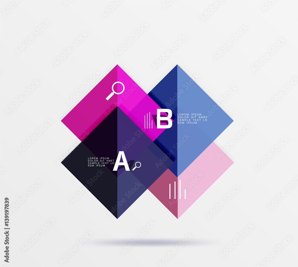 Modern flying square infographic Modern flying square infographic