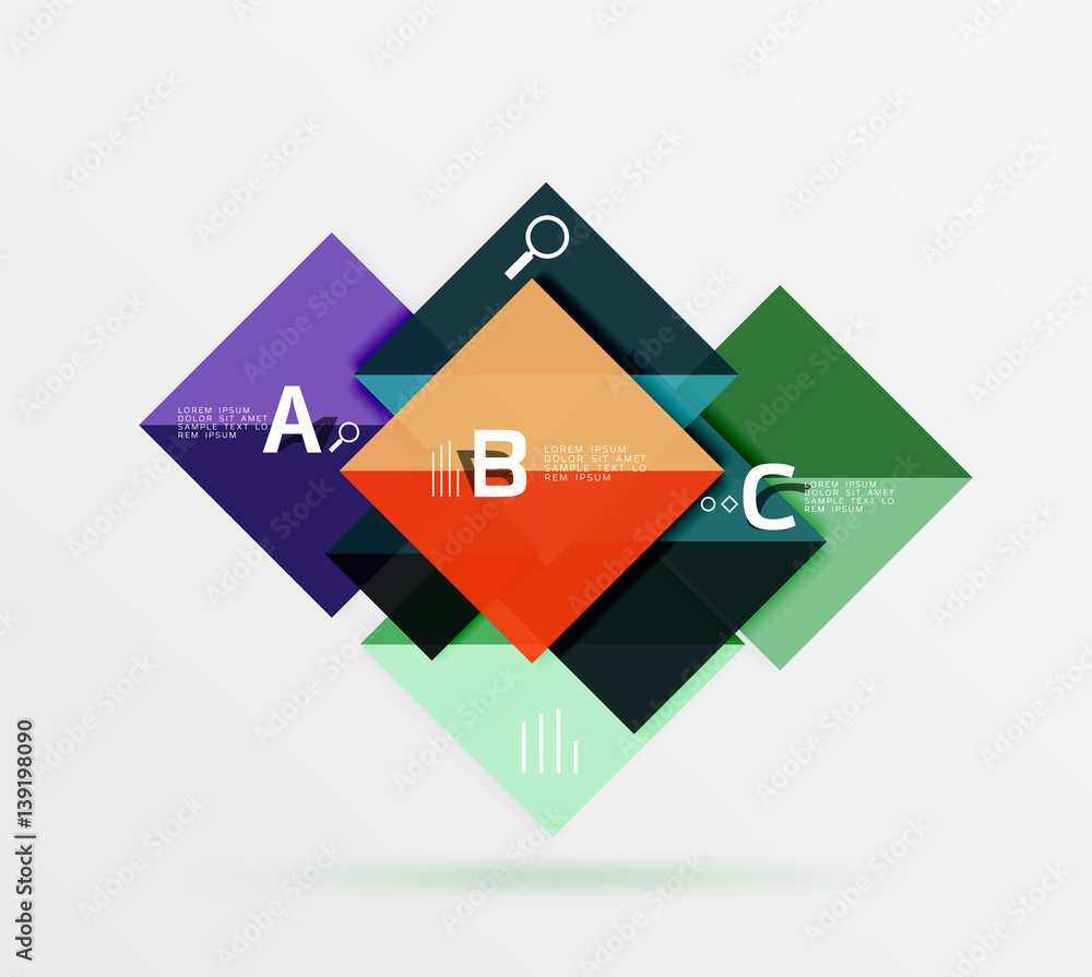 Modern flying square infographic Modern flying square infographic