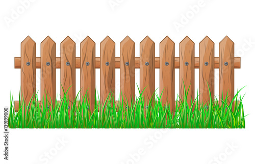 Wooden Fence with grass isolated vector symbol icon design.