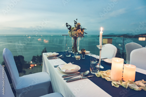 Romantic dinner setting with process Vintage style