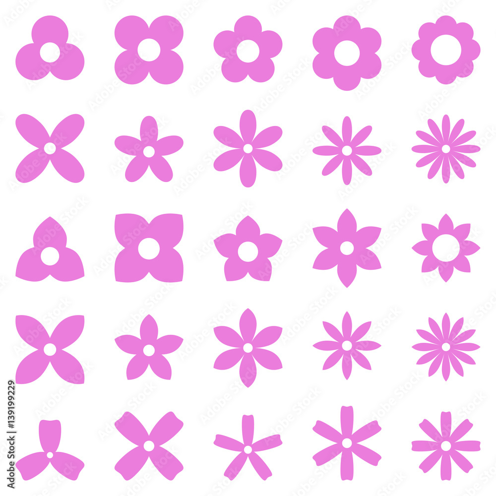 Flower Simple Shape Icon Set