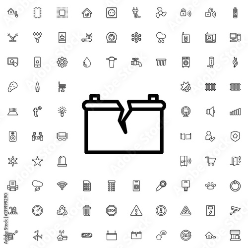 broken battery icon illustration