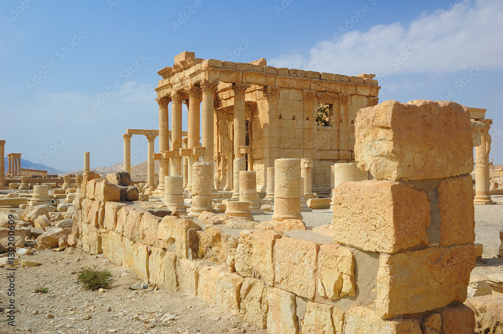 Ancient ruins of the Palmyra city at present destroyed in the Syrian war by ISIS