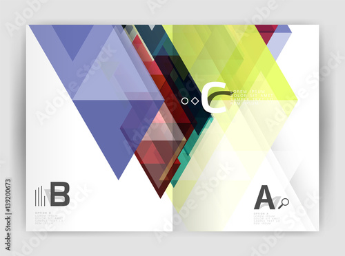 Abstract background with color triangles, annual report print backdrop