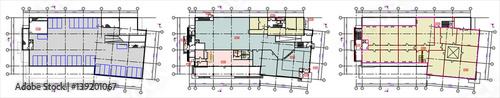 Standard office furniture symbols on floor plans