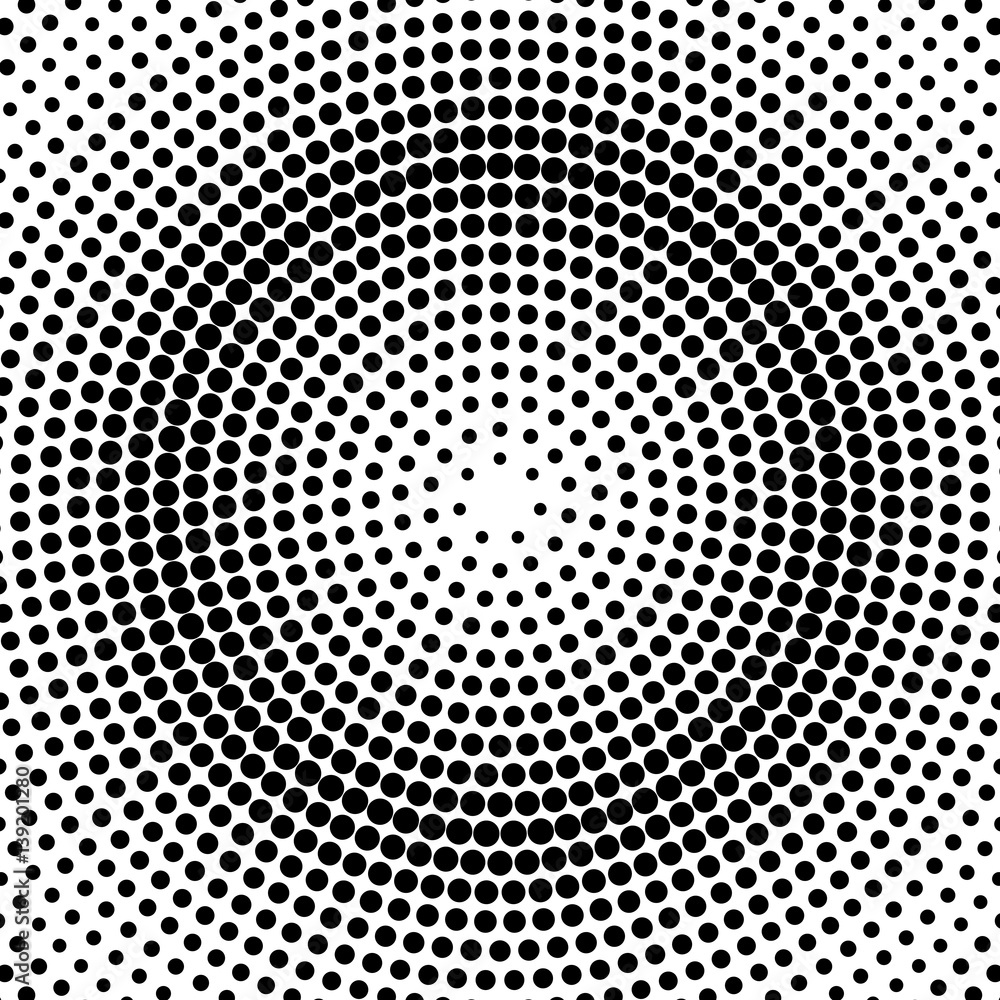 Abstract dotted background. Geometric radial pattern. Vector