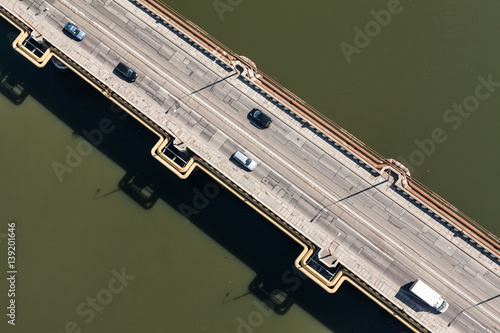 aerial view of city bridge